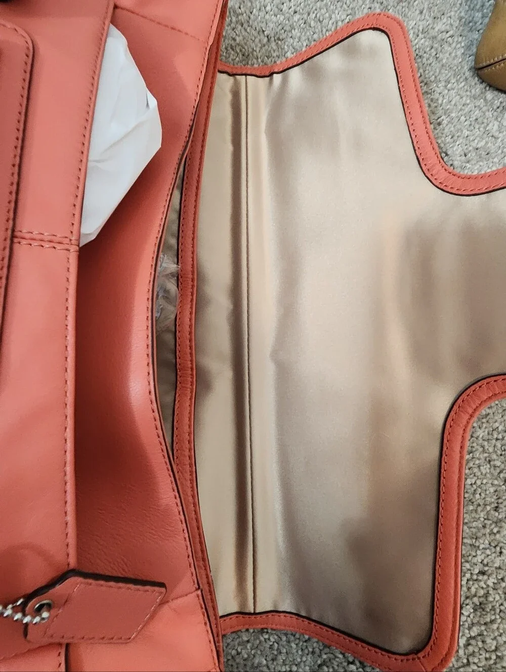 Coach Coral-Orange Leather Satchel